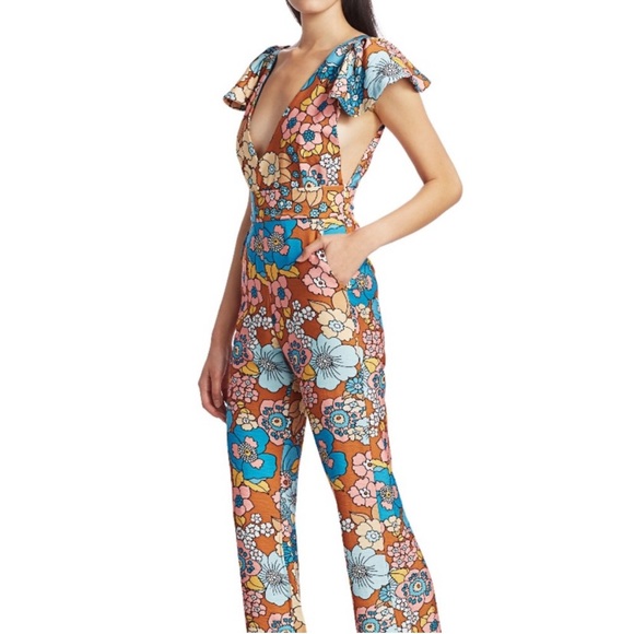 Dodo Bar Or jumpsuit floral Size L but will only fit a 6-4 Vneckline plunge back - Picture 16 of 16